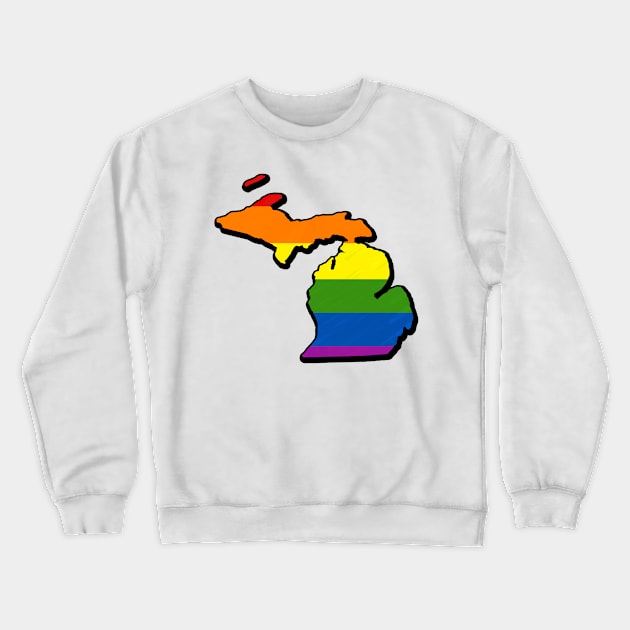 Rainbow Michigan Outline Crewneck Sweatshirt by Mookle